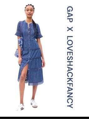 GAP X LoveShackFancy Midi Dress, Size M.